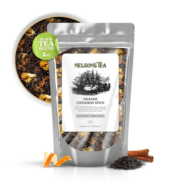Nelson's Tea Orange Cinnamon Spice: Warmth and Naturally Sweet Black Tea Infused with Zesty Orange Peel, Fragrant Cinnamon, and Bold Cloves, 2 oz.