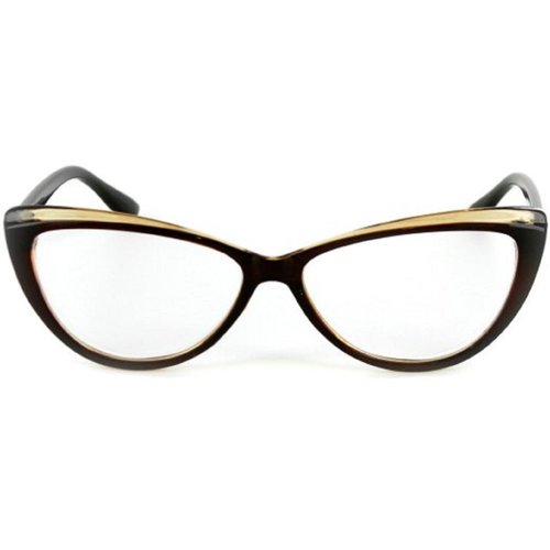 Incredible Bargains Colorful Two Tone Cat Eye Reading Glasses for Women (Brown +1.00) Carrying Case Included