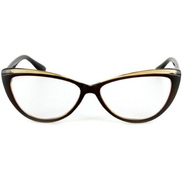 Incredible Bargains Colorful Two Tone Cat Eye Reading Glasses for Women (Brown +1.00) Carrying Case Included