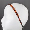 Fashion Accessories Now Brown chain link pattern jelly skinny narrow headband soft stretch hair grip teeth 3/8 inch wide circle link