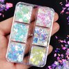 Holographic Iridescent Glitter Nail Art Sequins, 3D Irregular Ultra Thin Nail Art Sparkly Flake Designs, Shiny Mermaid Nail Glitter Confetti Acrylic Supplies for Women Girls Manicure Tips Decorations