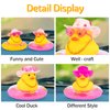 wonuu Car Dashboard Duck, Car Ornament Rubber Ducks Decoration Accessories with Cowboy Hat Sunglasses Necklace Swim Ring, Heart Glasses+Cowboy Pink+Pink