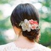 Fangsen Silvery Wedding Freesia Rose Baby Pink Buds Flowers Floral Comb With Hair Clip Floral Hair Headpiece Christmas Festival Headpiece Women Girls Party