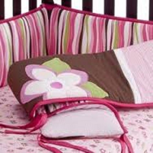Tiddliwinks Raspberry Garden Striped Crib Fitted Sheet