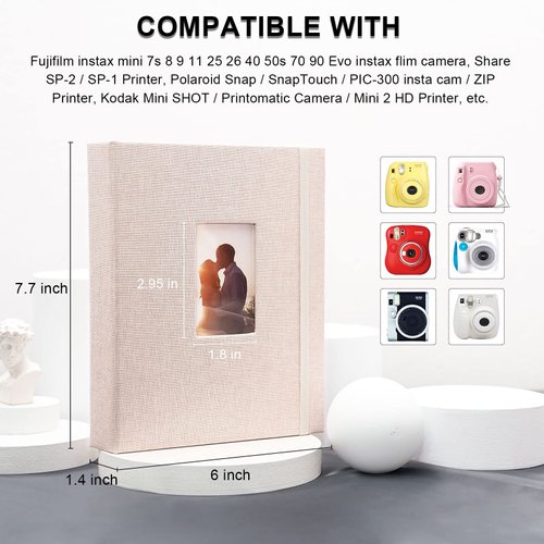 Vienrose Mini Polaroid Photo Album Book 208 Pocket 2x3 Inch Pictures for Fujifilm Instax Mini 7s 8 9 11 25 26 40 50s 90 Evo Z2300 Instant Camera, Polaroid Snap Beige 1 Pack