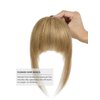 Rose bud Bangs Hair Clip in Bangs Remy Human Hair Extensions Flat Face Fringe Bangs Human Hair Pieces for Women Dark Blonde