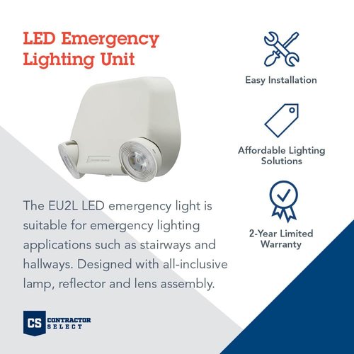 Lithonia Lighting Basics Low Profile Emergency Light, LED Emergency Lights for Business, Ceiling or Wall mount, White Thermoplastic, 120/277V Dual Voltage (EU2L M12)