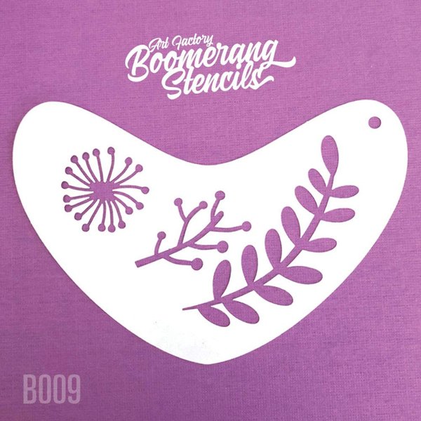 Art Factory Boomerang Stencil - Boho Leaves, Reusable Face Painting Stencil, Great for Fairs, Carnivals, Party & Halloween