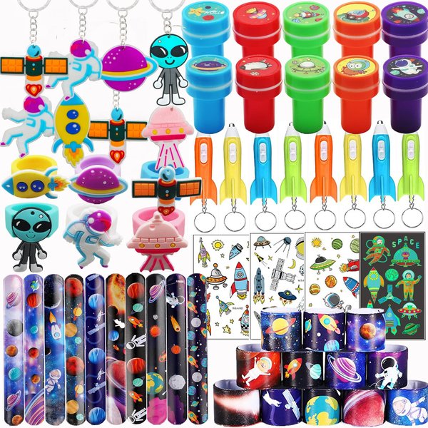 Sibucor 62 Pcs Outer Space Themed Party Favors for Kids, Birthday Gift Party Supplies for Boys Girls, Classroom Prizes, Treasure Box Toys, Pinata Stuffers Goodie Bags Filler, Carnival Prizes