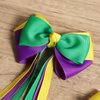 Mardi Gras Long Ribbon Bow Hair Clips Kids Green Purple Yellow Fat Tuesday Cheer Bow Alligator Barrettes Carvinal Parade Outfit Costume Decoration Stuff Party Gift for Women Girls