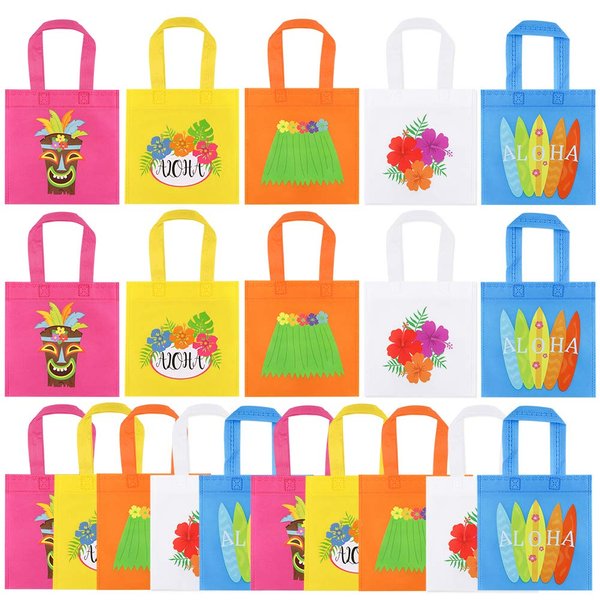 FHzytg 20Pcs Hawaiian Aloha Party Favor Bags, Non-Woven Aloha Gift Bags Summer Tropical Theme Goodie Bags Luau Treat Bags Candy Bag Aloha Party Decoration for Kids Birthday, Baby Shower
