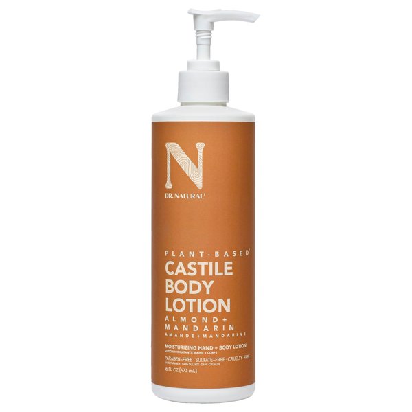 Dr. Natural Castile Body Lotion, Almond, 16 oz - Plant-Based - Paraben-Free, Sulfate-Free, Cruelty-Free - Made with Organic Shea Butter - Non-Greasy - Body Lotion for Dry Skin