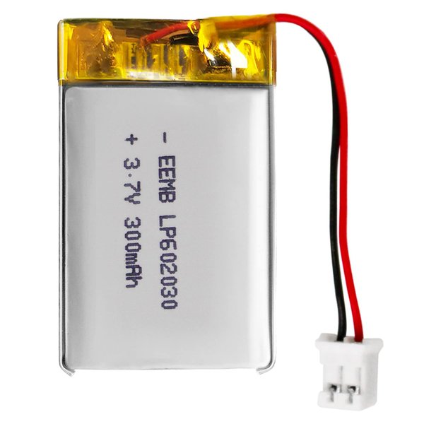 EEMB Lithium Polymer Battery 3.7V 300mAh 602030 Lipo Rechargeable Battery Pack with Wire JST Connector for Speaker and Wireless Device- Confirm Device & Connector Polarity Before Purchase