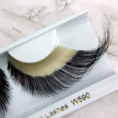 Elegant Lashes W590 Premium Black and White Jumbo Color False Eyelashes Halloween Dance Rave Costume