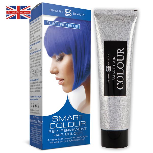 Smart Beauty Electric Blue Hair Dye Semi Permanent, Bright Blue Hair Dye Perfect for Light Blonde, with Non-Drip Pre Mixed Formulation with Hair Conditioning Cream, Hair Colour, Vegan, Cruelty Free