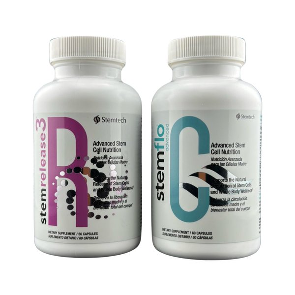 Stemtech StemRelease3 & StemFlo Combo Pack | Supports Stem Cell Renewal, Circulation, Detox & Cardiovascular Health | with SE3, Fucoidan, Curcumin, AFA Extract & Enzymes | 30 Servings