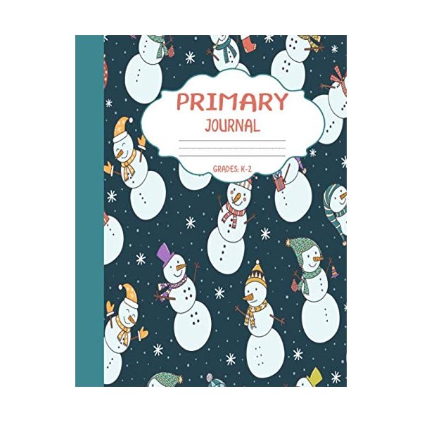 Primary Journal Grades k-2: Cute Snowman, Draw and Write Composition Book for Kids, Half Page Lined Paper with Drawing Space (8.5" x 11" Notebook with Soft Durable Cover)
