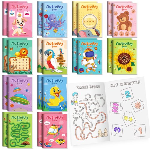BenLouis 72 Mini Activity Books for Kids ages 4-8-12 Mini Fun Games Puzzle Books Bulk Include Mazes Word Search and More for Preschool Classroom Learning Travel Busy Party Favors Goodie Bags