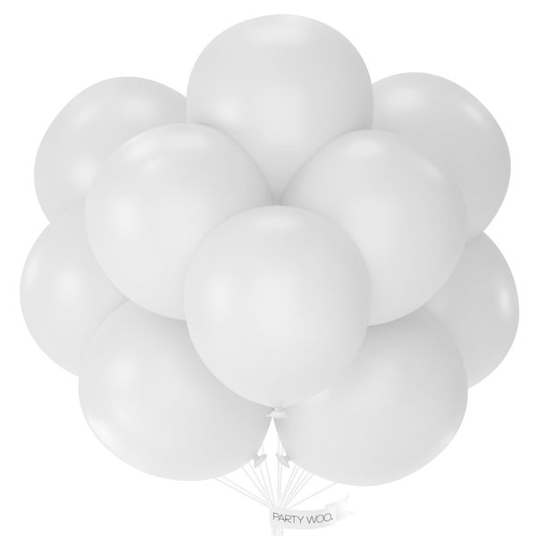PartyWoo White Balloons, 20 pcs 18 Inch Matte White Balloons, White Latex Balloons for Balloon Garland or Balloon Arch as Party Decorations, Birthday Decorations, Baby Shower Decorations, White-Y13