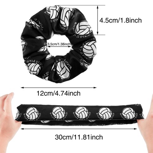 12 Pieces Silk Hair Scrunchies Volleyball Sport Hair Elastic Satin Ties Bands Ponytail Holders for Players Teams Gifts Wristband Decoration Hair Accessories Women Girls