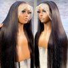 HUIDI 13x4 Straight Lace Front Wigs Human Hair Hd Transparent 26 Inch Straight Frontal Wig for Women Glueless Straight Wigs Pre Plucked with Baby Hair Bone Straight Black Wig Brazilian Human Hair