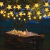 Windpnn Solar String Lights Outdoor, Solar Powered Star String Lights, 30ft 50LED 8 Modes Waterproof Christmas String Lights for Gardens Patio Landscape Xmas Tree Decorations(Warm White)