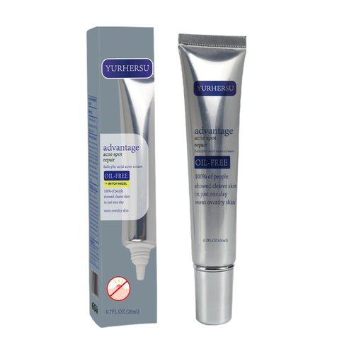 YURHERSU Acne Spot Repair Cream, Acne Care Gel Salicylic Acid Aloe Vera Acne Cream, Oil-Free Witch Hazel Advantage Acne Care Moisturizing Not Sticky Fast Absorptionfor Skin Care-0.7 Floz
