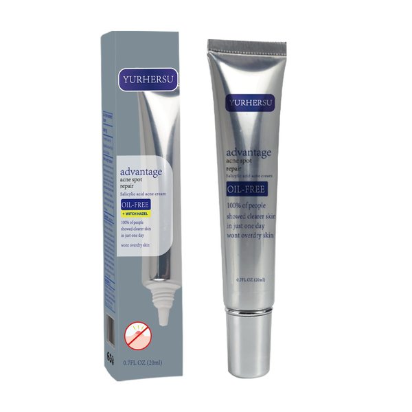 YURHERSU Acne Spot Repair Cream, Acne Care Gel Salicylic Acid Aloe Vera Acne Cream, Oil-Free Witch Hazel Advantage Acne Care Moisturizing Not Sticky Fast Absorptionfor Skin Care-0.7 Floz