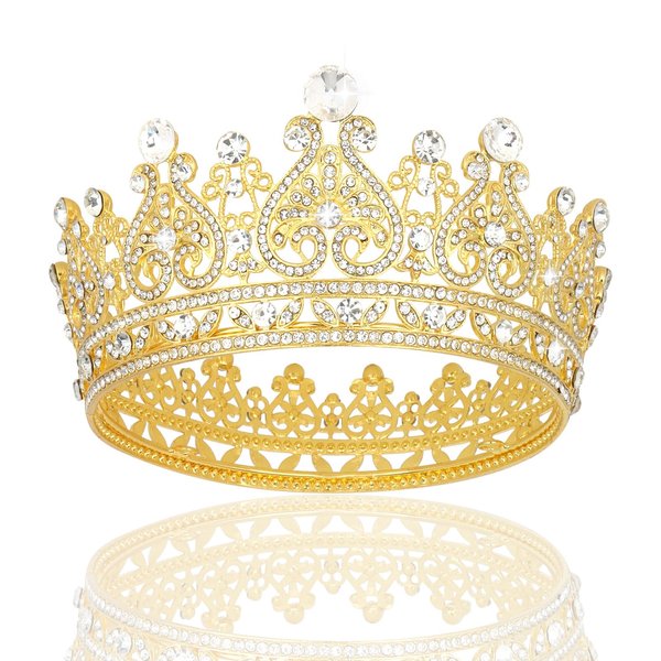 BAHABY Gold Crown Cake Topper for Wedding Birthday Baby Shower Party Favors
