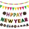 TaoBary 5 Pcs Happy New Year Banner Neon Happy New Year Garland Banner Glow in the Dark New Years Eve Party Decorations Neon Glow Party Supplies for 2025 New Year Party