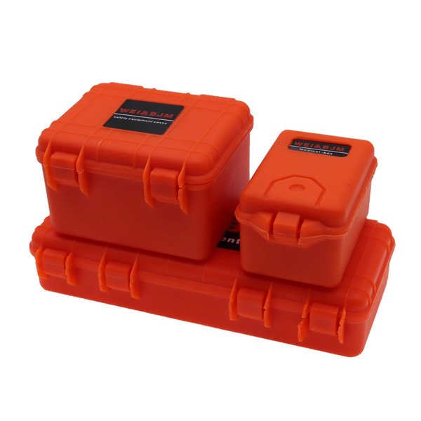 REhobby 3Pcs 1/10 Mini Toolbox Trunk Decoration Accessories for 1:10 RC Crawler Car Traxxas Trx4 Axial Scx10 90046 CC01 D90 D110 (Orange)