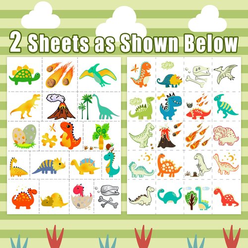 TatoYard Birthday Party Supplies Temporary Tattoo Kids, (Glow + Metallic Glitter) Tattoos Stickers for Kids Party Favors Decorations,Goody Bag Stuffers (Dinosaur)