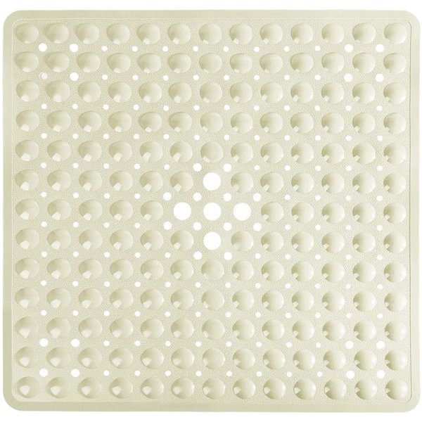 Yimobra Shower Stall Mat Non Slip, 21x21 Inch, Soft Square Bath Mat for Shower with Suction Cups and Drain Holes, Stall Floor Mats for Bathroom, Machine Washable, Bathroom Accessories, Beige