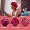 4PCS Silk Bonnet for Sleeping,Hair Wrap Satin Bonnets Shower Cap for Black Women Men, Elastic Wide Band Hair Bonnet Cap for Sleeping Curly Hair(Black & Wine Red & Purple & Brown)