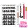 DIY Lash Extension Kit 280Pcs D Curl Eyelash Extension Kit 40D Mix 12-18mm Individual Lash Clusters with Lash Bond and Seal False Lash Tweezers Applicator Shampoo Brush DIY Eyelash at Home