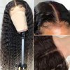 Long Deep Wave Lace Front Wigs Pre Plucked Glueless Wigs 28 Inch Synthetic Artificial Natural Density Brazilian Wet and Wavy Frontal Wigs Glueless Curly Wigs Natural Hairline Hair for Black Women
