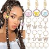 NAISKA Rhinestone Butterfly Braid Accessories Gold Star Hair Clips Braid Rings Crystal Dreadlocks Accessories Pearl Braid Cilps Beads Hair Charms Shiny Hair Accessories Braid Decoration(20PCS)