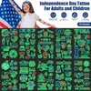 4th of July Temporary Tattoos, 90+ Pcs Glow in the Dark Patriotic Temporary Tattoos, Independence Day Tattoo Stickers for Memorial Day USA Party Favors Decorations