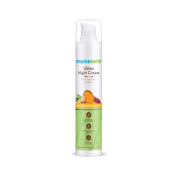 Mamaearth Ubtan Night Cream with Saffron & Turmeric | Revives Dull, Damaged Skin & Restores Natural Glow | Overnight Restorative & Non-Greasy Formula | 1.76 Oz/50g