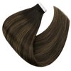 Sunny Hair Tape in Human Hair Extensions Brown Ombre Hair Tape ins Extensions Dark Brown Ombre Medium Brown Balayage Tape in Hair Extensions Real Human Hair Brown for Women 10pcs 18inch