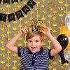 MENSTARSI Gold Party Decorations,2 Pack King Crown Shaped Gold Backdrop,3.3x6.6ft Each Gold Foil Fringe Curtains Perfect for Golden 50th 60th Birthday Decorations for Men for Boy,2025 Graduation Party