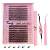 TUNOFF Lash Extension Kit DIY 300pcs Lash Clusters Sterile Production Patent,9-16mmhybrid 30D40DCurl Single eyelash kit,Lash Extension Kit with Eyelash Adhesive and Sealed Eyelash Forceps