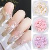 3D Flower Nail Charms, 6Boxes 3D Flower Nail Rhinestone for Acrylic Nails Cherry Blossom Spring Nail Art Supplies with Pearls Manicure DIY Nail Decorations for Women Girls
