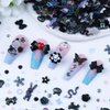 Umillars 300pcs Nail Art Charms Kit, 100pcs Resin Nail Charms with 100 pcs Mixed Style Flatback Rhinestones Pearls and 100pcs Nail Sequins for Nail Art Designs DIY Accessories Craft