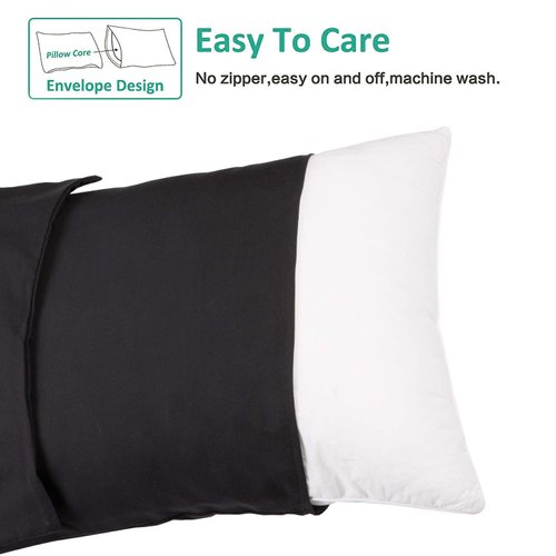 NTBAY King Pillowcase Set - 2 Pack Brushed Microfiber 20x36 Pillowcases - Soft, Wrinkle-Free, Fade-Resistant, Stain-Resistant, Black Pillowcases with Envelope Closure - 20x36 Inches, Black