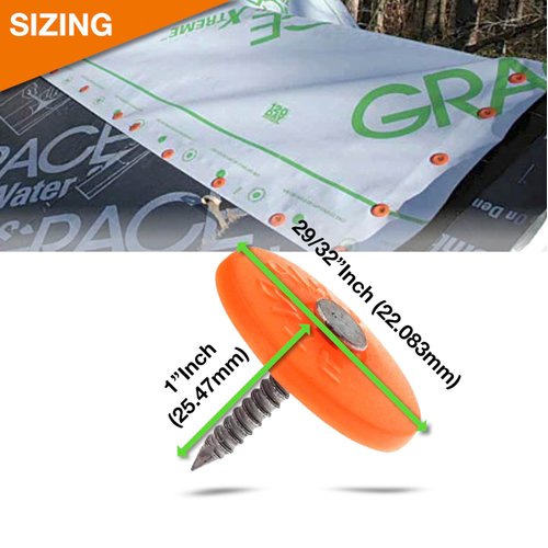 Round Plastic Cap Nail 1 Inch Roofing Nails Galvanized Tar Paper Nails for House Wrap Fastening Foam Board Roofing Felt Insulation Film (250)