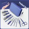 WOAMA 10 in 1 Manicure Set Travel Nail Clipper Set Mini Pedicure Kit Manicure Set Professional Nail Kit for Fingernail Toenail - Blue