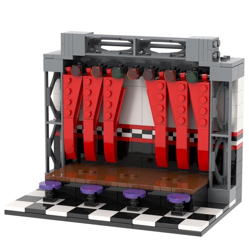 MOOXI-MOC FNAF Stage Building Set,Creative Cute Building Blocks Children Kits,Halloween Christmas for Kids(258pcs)