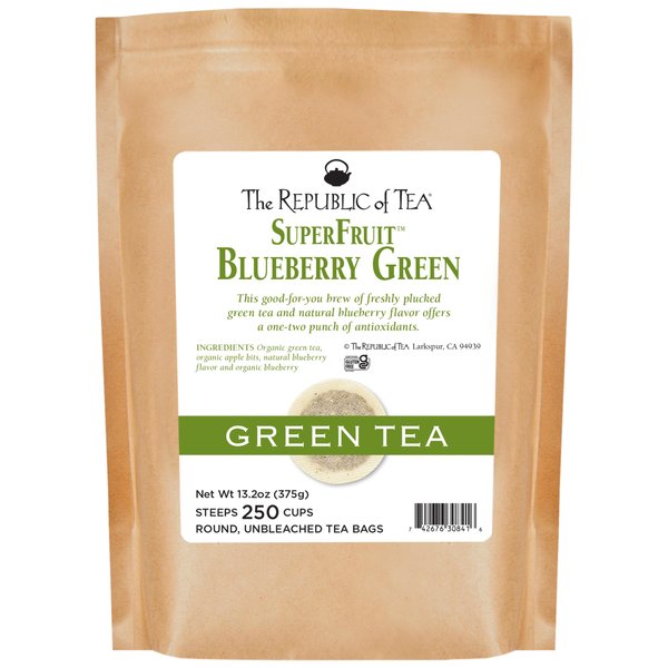 The Republic Of Tea Blueberry Green Superfruit Tea, 250 Tea Bag Bulk