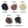 2500pcs Hair Extensions Beads Micro Links Beads, 5mm Silicone Lined Beads for I Tip Human Hair Extensions (Black/Light Brown/Dark Brown/Blonde/Dark Blonde)